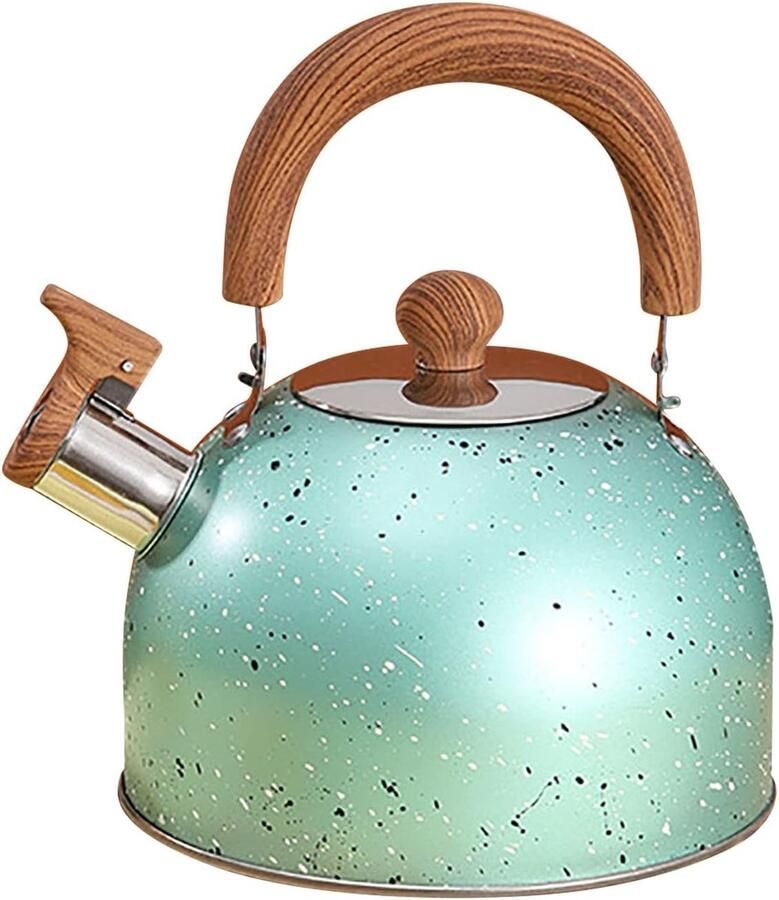 Waterkoker Fluitketel Roestvrij Staal Water Koken Fluit bij Kookpunt 2 Liter Groen
