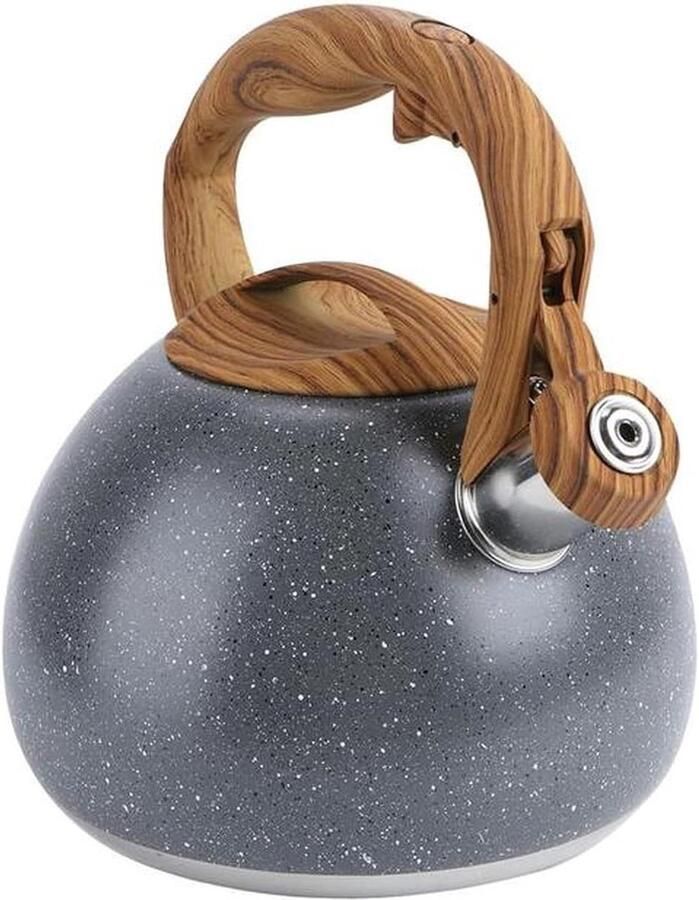 Waterkoker Fluitketel Theeketel Fornuis Water Koken Antieke Replica Stijl 2.8 Liter Lichtgrijs