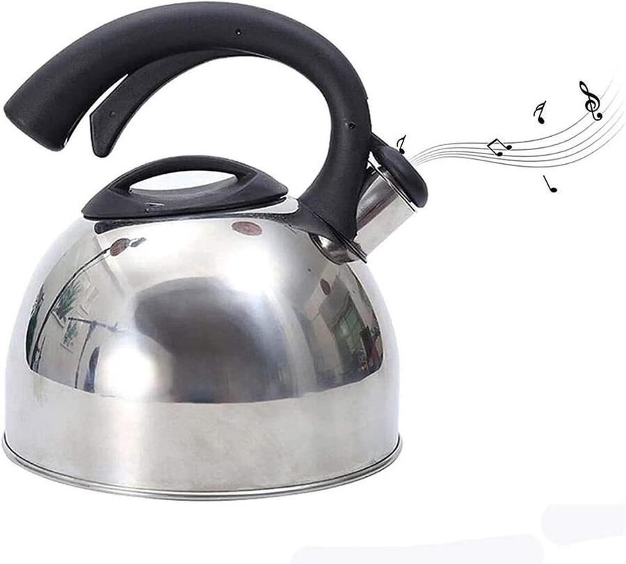 Waterkoker Fluitketel Theeketel Kookketel Thee Zetten Automatisch Fluitgeluid 3 Liter Inhoud Zilverkleurig