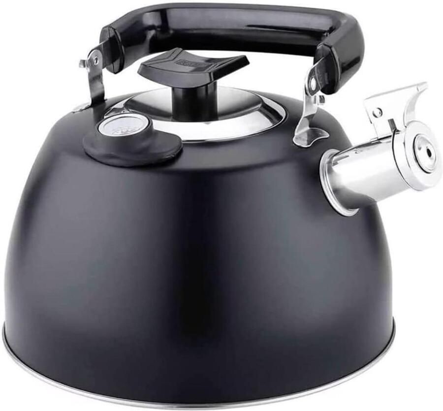 Waterkoker Fluitketel Theeketel RVS Water Koken Met Thermometer 3.5 Liter Zwart