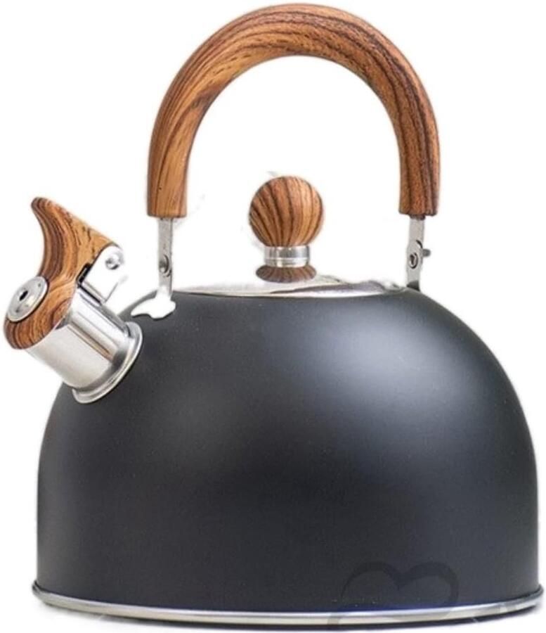 Waterkoker Fluitketel Theepot Ketel Water Koken Ergonomische Handgreep 2.5 Liter Zwart