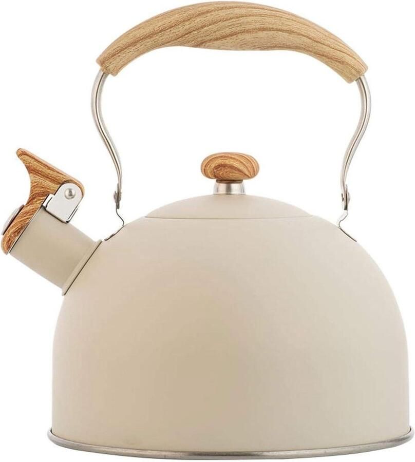 Waterkoker Fluitketel Theepot Keuken Koffie Thee Zetten Anti-scald Handvat 2.5 Liter Beige