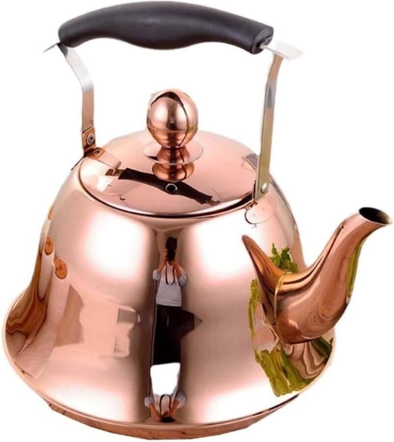 Waterkoker Fluitketel Theepot Koken Dranken Bereiden Anti-slip Handvat 1 Liter Rosé Goud