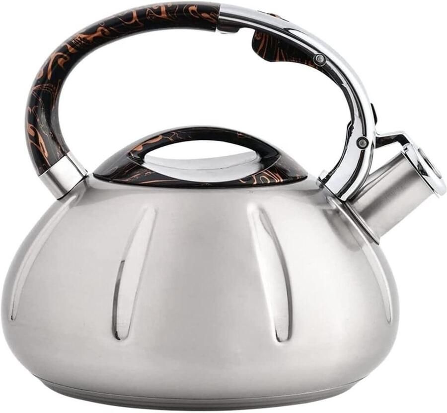 Waterkoker Fluitketel Theepot Koken Water Bereiden Ingebouwde Fluit 3 Liter Inhoud Zilverkleurig