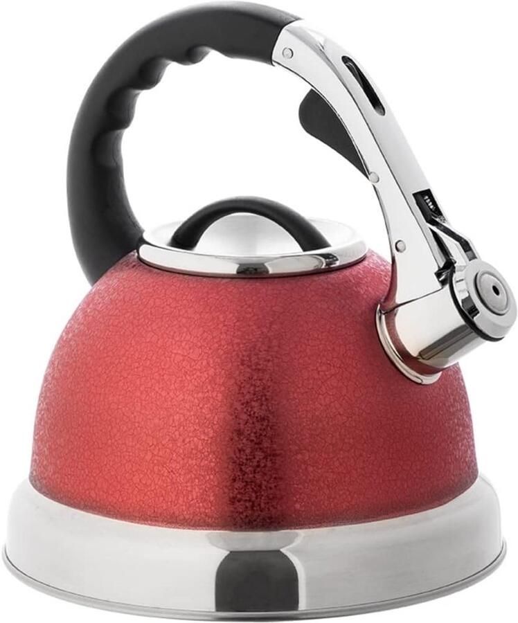 Waterkoker Fluitketel Theepot Kookplaat Snel Water Koken Vergrote Uitloop 3.5 Liter Rood