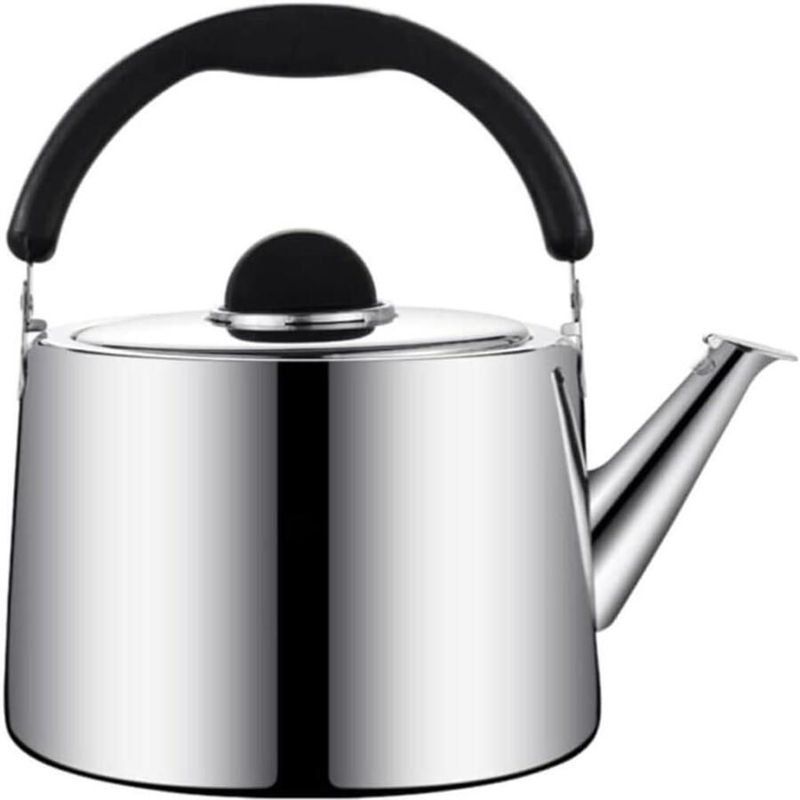 Kookplaat Waterkoker Fluitketel Theepot Thee Zetten Ergonomisch Handvat 4L Inhoud Zilverkleurig
