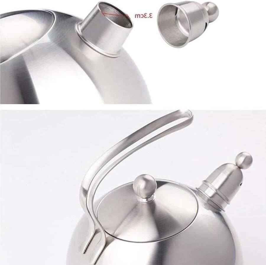 Waterkoker Fluitketel Theepot Kookplaat Water Koken Gelijkmatige Verwarming 3 Liter Zilver