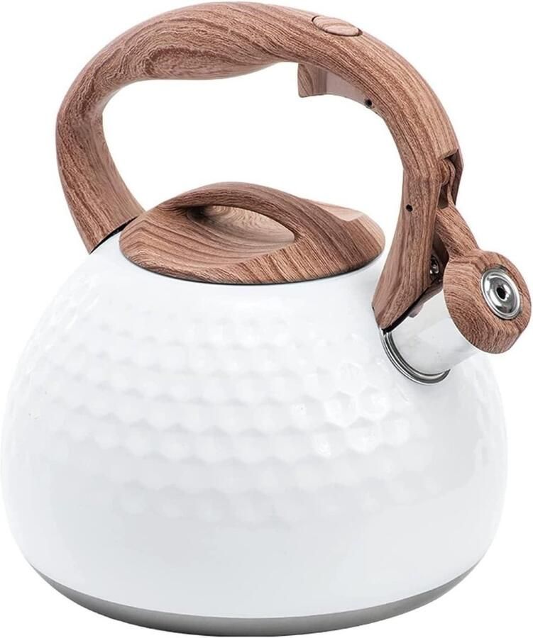 Waterkoker Fluitketel Theepot Kookplaat Water Koken Snelle Warmtegeleiding 2.8 Liter Wit