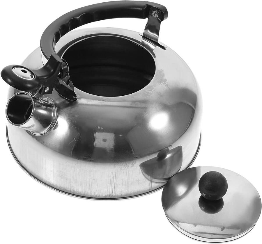 Waterkoker Fluitketel Theepot Kookplaat Water Verwarmen Roestvrij Staal 1.8 Liter Zilver
