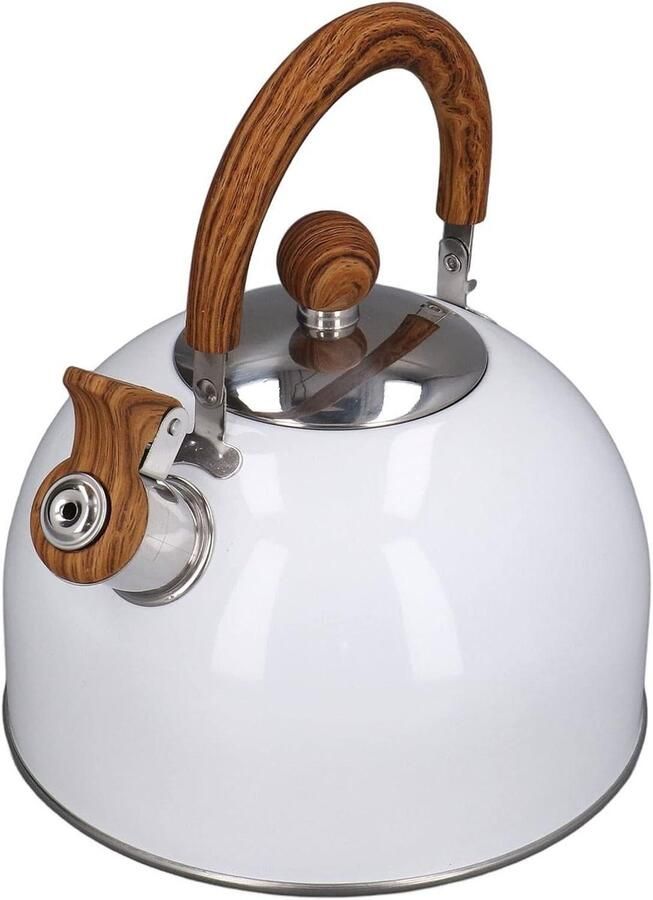Waterkoker Fluitketel Theepot RVS Kamperen Buiten Koken Snel Verwarmend Water 2.5 Liter Zilver