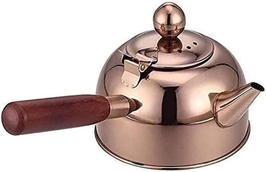 Waterkoker Fluitketel Theepotketel Roestvrijstaal Koken van Water Hout Handvat 680ml Rosé Goud
