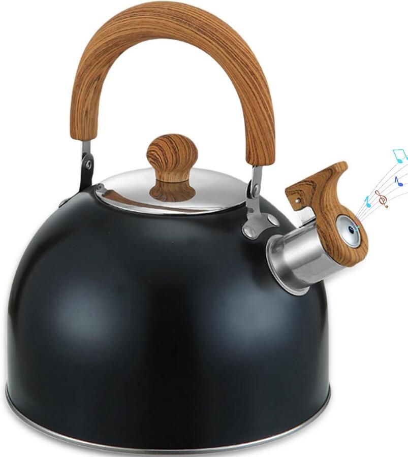Waterketel Inductie Theeketel Fluitketel Water Koken Automatische Fluittoon 3 Liter Zwart