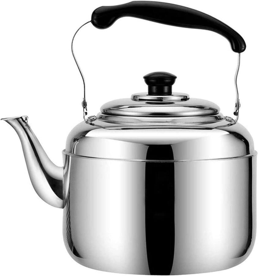 Waterkoker Fornuis Fluitketel Roestvrijstaal Water Koken Veiligheidsfluitje 4 Liter Zilver