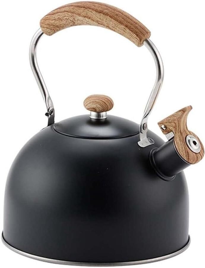 Waterkoker Fornuis Theeketel Fluitketel Water Koken Roestvrij Staal 25 Liter Zwart