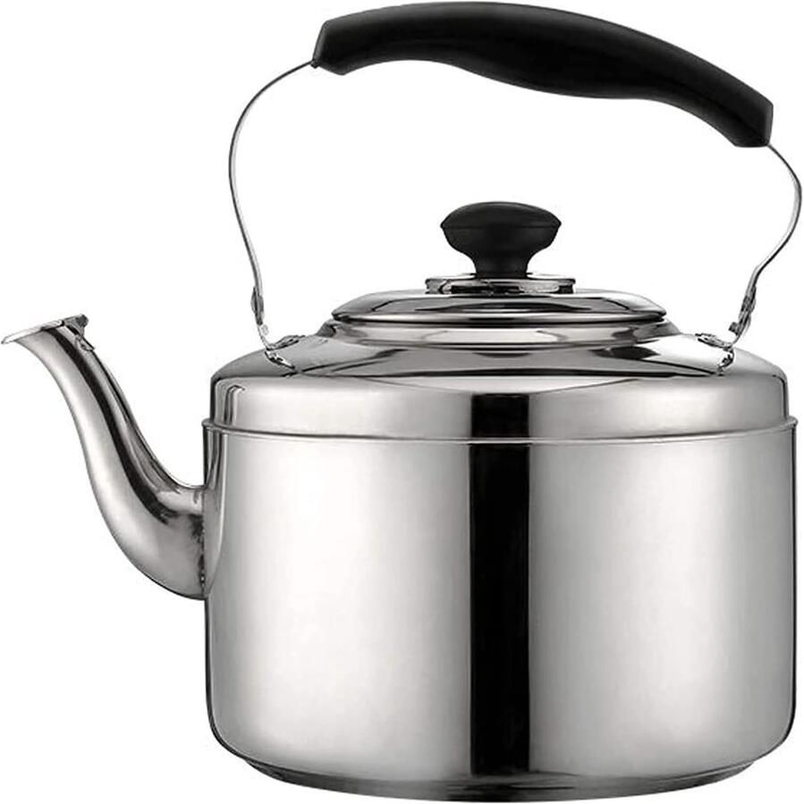 Waterkoker Fornuis Theepot Ketel Water Koken Fluitend Geluid 6 Liter Zilver