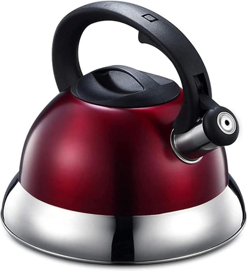 Waterkoker Fornuis Theepot Fluitend Water Koken Roestvrij Staal 4 Liter Rood