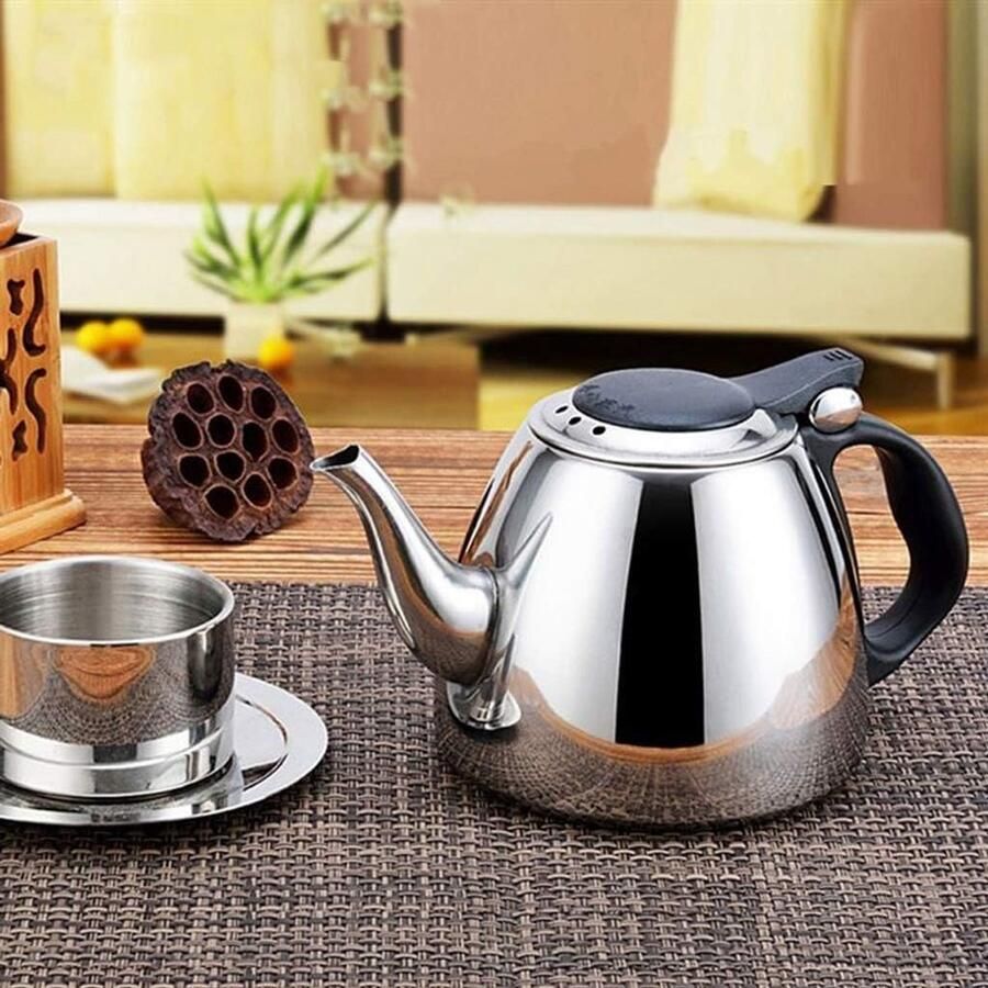 Waterkoker Fornuis Theepot Koken Water Koken Inductie Geschikt 1.2 Liter Zilver