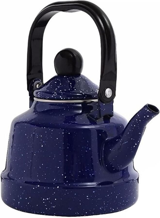 Waterkoker Geëmailleerd Theepot Koffiepot Water Verwarmen Hittebestendig Handvat 1.1 Liter Blauw