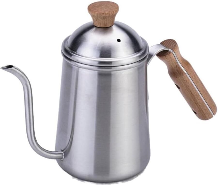 Waterkoker Giet Over Koffieketel Theepot Barista Koffie Zetten Precisie Tuit Ontwerp 650 ml Capaciteit Zilverkleurig