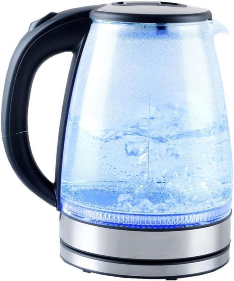 Waterkoker Glas Elektrische Ketel Snel Water Koken Blauwe LED Indicator 1.8 Liter Zwart