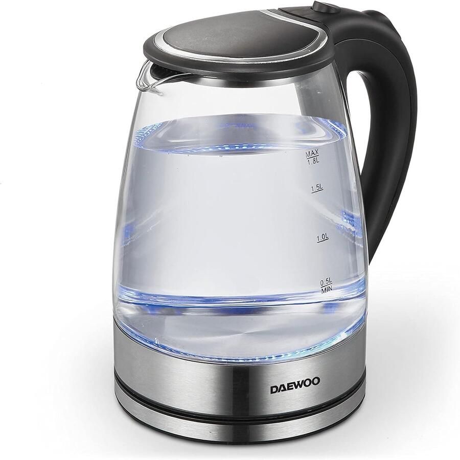 Waterkoker Glas Snel Koken Drank Bereiden Sfeervolle LED Verlichting 1.8 Liter Capaciteit Zwart