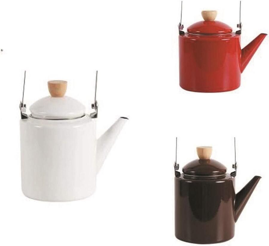Waterkoker Hete drank maker Snel water koken Stijlvol emaille design 2.4 Liter Wit