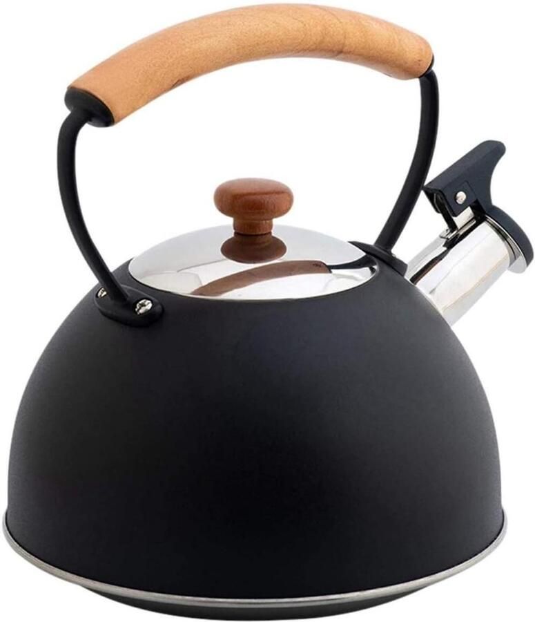 Waterkoker Inductie Thee Ketel Snel Water Koken Audible Fluitje 25 Liter Zwart