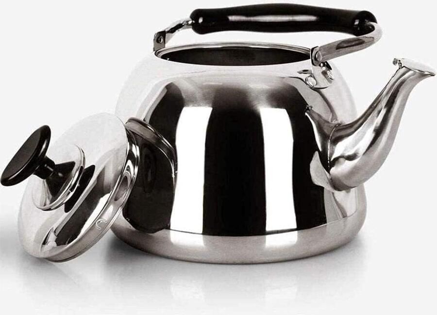 Waterkoker Kookplaat Fluitende Theepot Water Koken Roestvrij Staal 4L Zilver