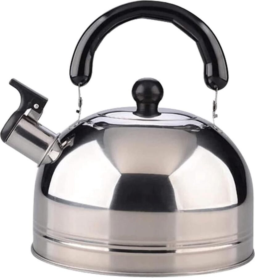 Waterkoker Ketel Theepot RVS Koken op Fornuis Fluit bij Kookpunt 3 Liter Capaciteit Zilverkleurig