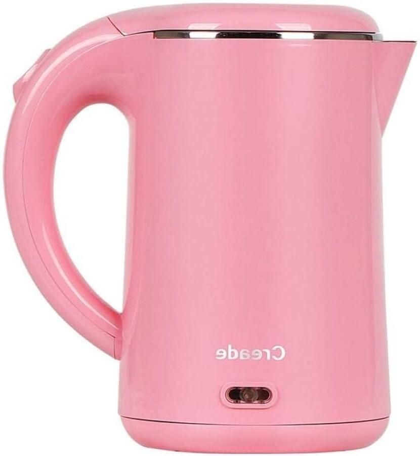 Waterkoker Kleine Waterkoker Studenten Huis Dubbel Anti-verbranding 1 Liter Wit-roze