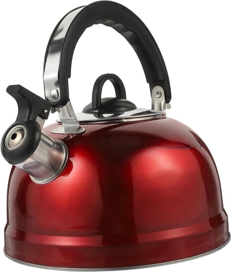 Waterkoker Kookplaat Theeketel Fornuis Koffie Thee Zetten Fluitend Signaal 3 Liter Capaciteit Rood