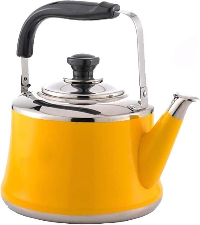 Waterkoker Kookplaat Theepot Roestvrij Staal Water Koken Fluitend Geluid 6 Liter Citroengeel