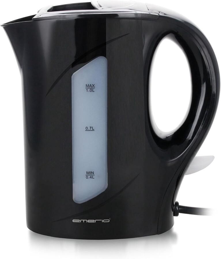 Waterkoker Kunststof Zwart 900 Watt Vermogen 1 0 Liter Inhoud Voor Thuis en Camping