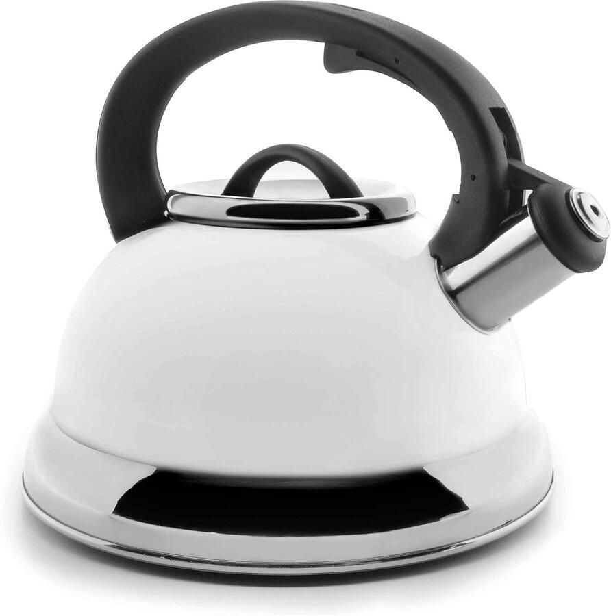 Waterkoker Met Fluit Gekleurde Ketel Water Koken Roestvrij Staal 2.5 Liter Wit