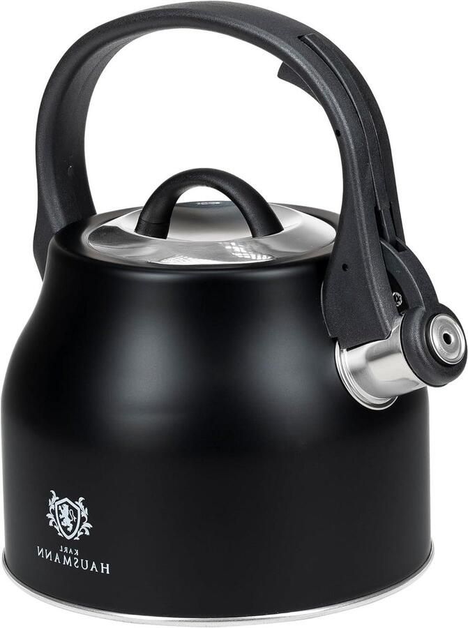 Waterkoker Met Fluit Kookpan Water Koken Koel Blijvend Handvat 2.3 Liter Zwart