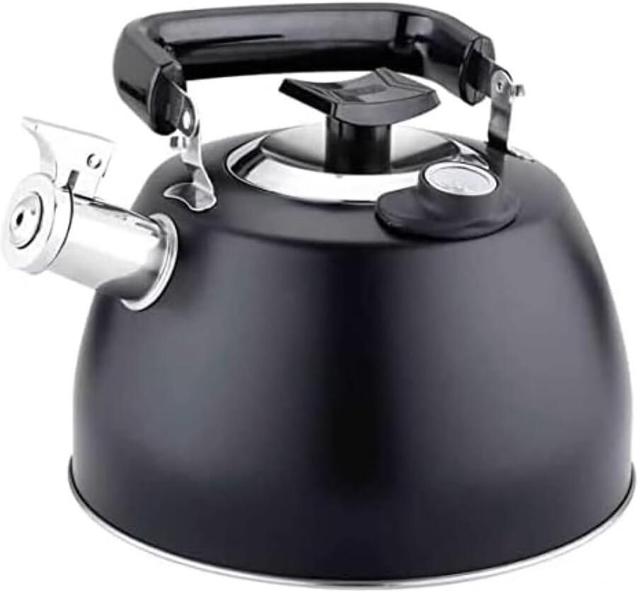 Waterkoker met Fluit Theeketel Roestvrij Staal Snel Water Koken Met Ingebouwde Thermometer 3.5 Liter Capaciteit Zwart