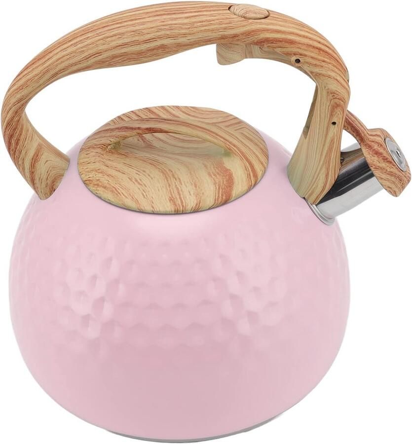 Waterkoker met fluit Theepot fornuis Thee zetten Gelijkmatige warmte 3 liter Roze