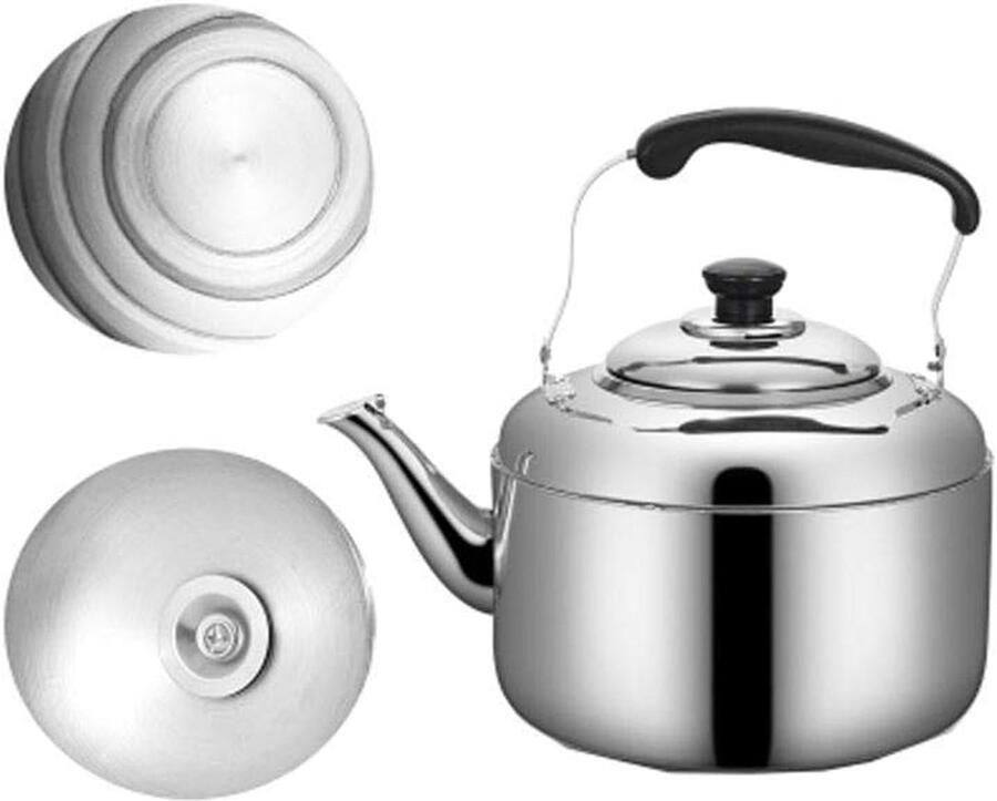 Waterkoker met Fluit Theepot Ketel Snel Water Koken Inductie Geschikt 3L of 7L Zilverkleurig