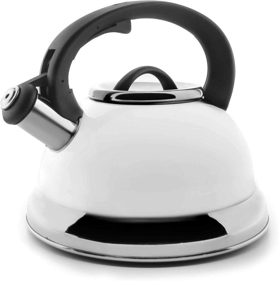 Waterkoker Met Fluit Theepot Koken Water Verwarmen Roestvrij Staal 2.5 Liter Wit