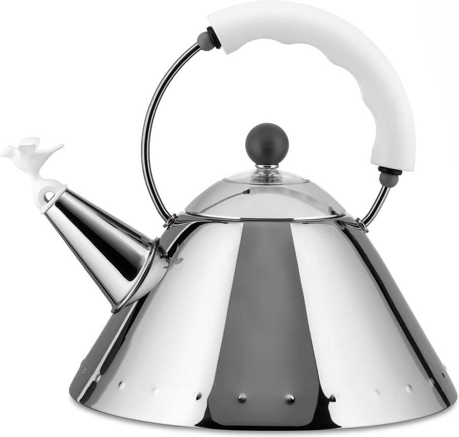 Waterkoker met Fluit Theepot Kook Water Koken Vlamfluit 2 Liter Wit