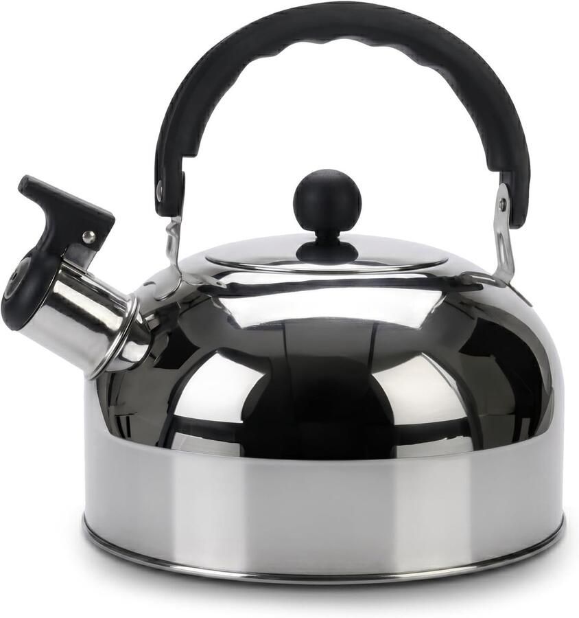 Waterkoker met Fluit Theepot RVS Water Koken Snelkookfunctie 1.5 Liter Zilver Zwart