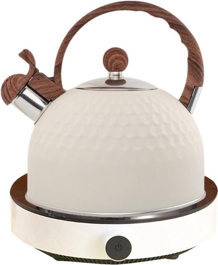 Waterkoker met fluit Theepot voor het fornuis Water snel koken Ergonomisch handvat Inhoud 25 liter Bruin