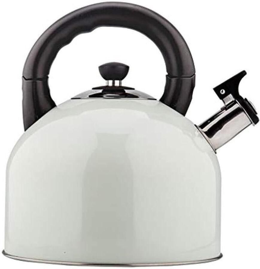 Waterkoker met Fluitje Fluitketel RVS Water Koken Roestvrij Staal 4 Liter Wit