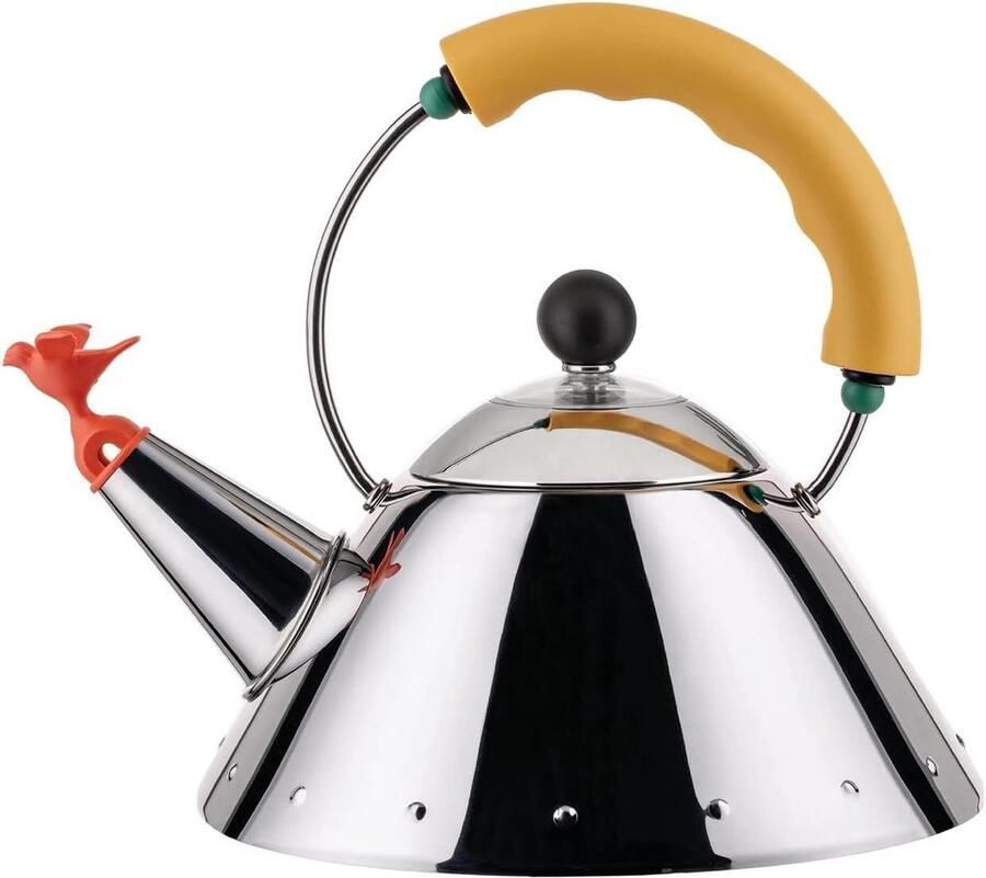 Waterkoker met Fluitje Kookpan Design Koffie Thee Zetten Geschikt voor Inductie 1 Liter Geel