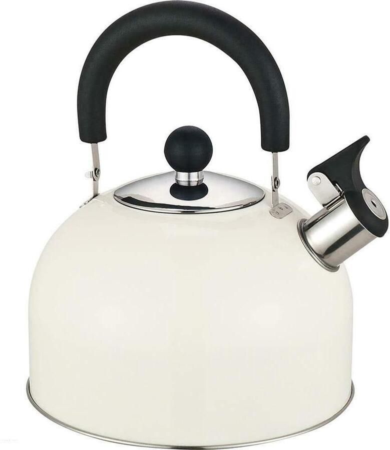 Waterkoker met fluitje Kookpan fluitketel Water koken Inklapbaar handvat 2.5 liter Crème