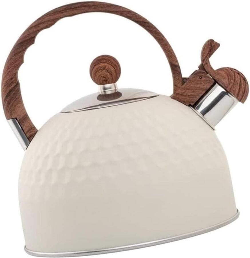 Waterkoker met Fluitje Kookpan Theepot Water Koken Roestvrij Staal 2.5 Liter Zilver