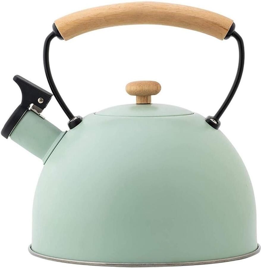 Waterkoker met Fluitje Theeketel Camping Water Koken Roestvrij Staal 2.5 Liter Groen