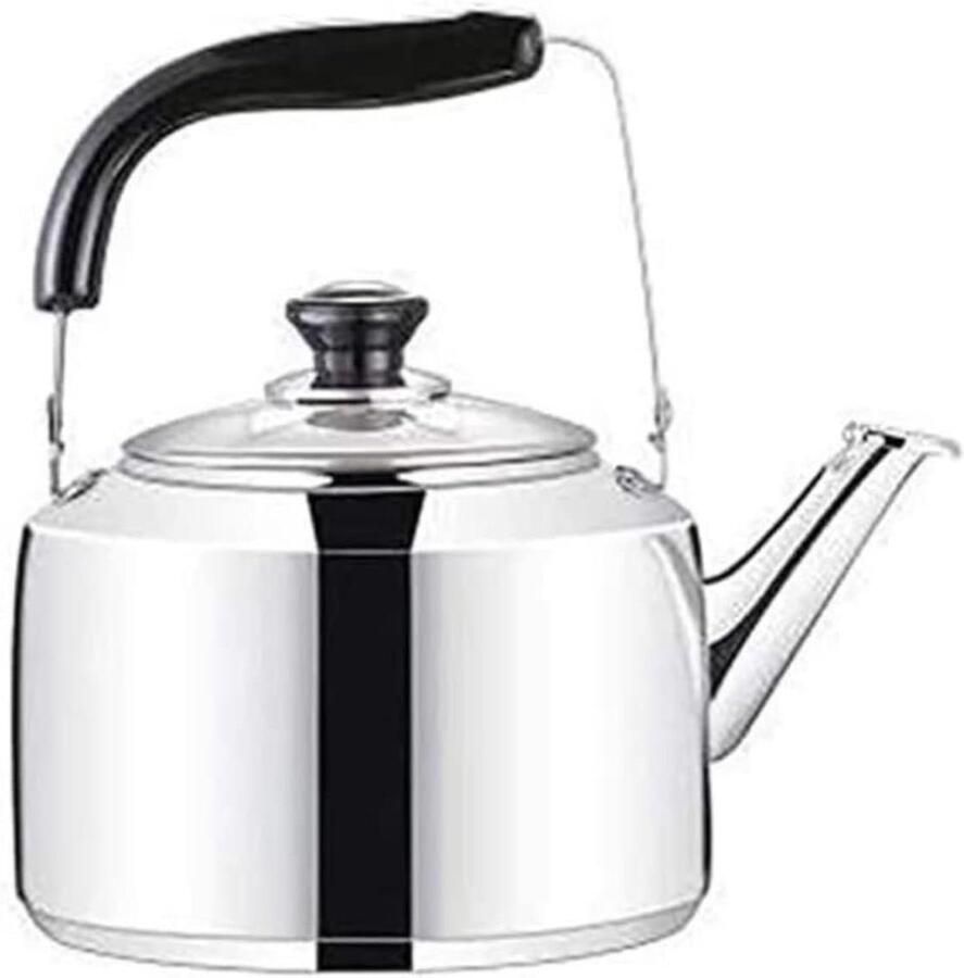 Waterkoker met fluitje Theeketel fluitketel Water koken Roestvrij staal 6L Zilver