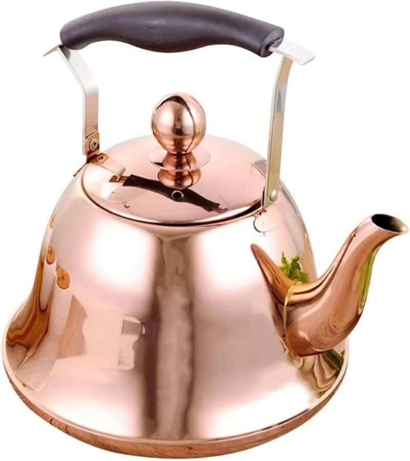 Waterkoker met Fluitje Theeketel Kookpan Water Koken Roestvrij Staal 1.5L Rosé Goud