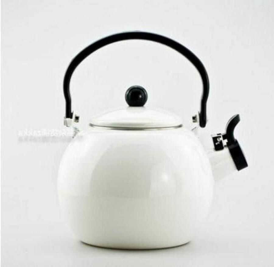 Waterkoker met Fluitje Theeketel Kookpan Water Koken Verdikt Staal 1.4 Liter Rood Wit